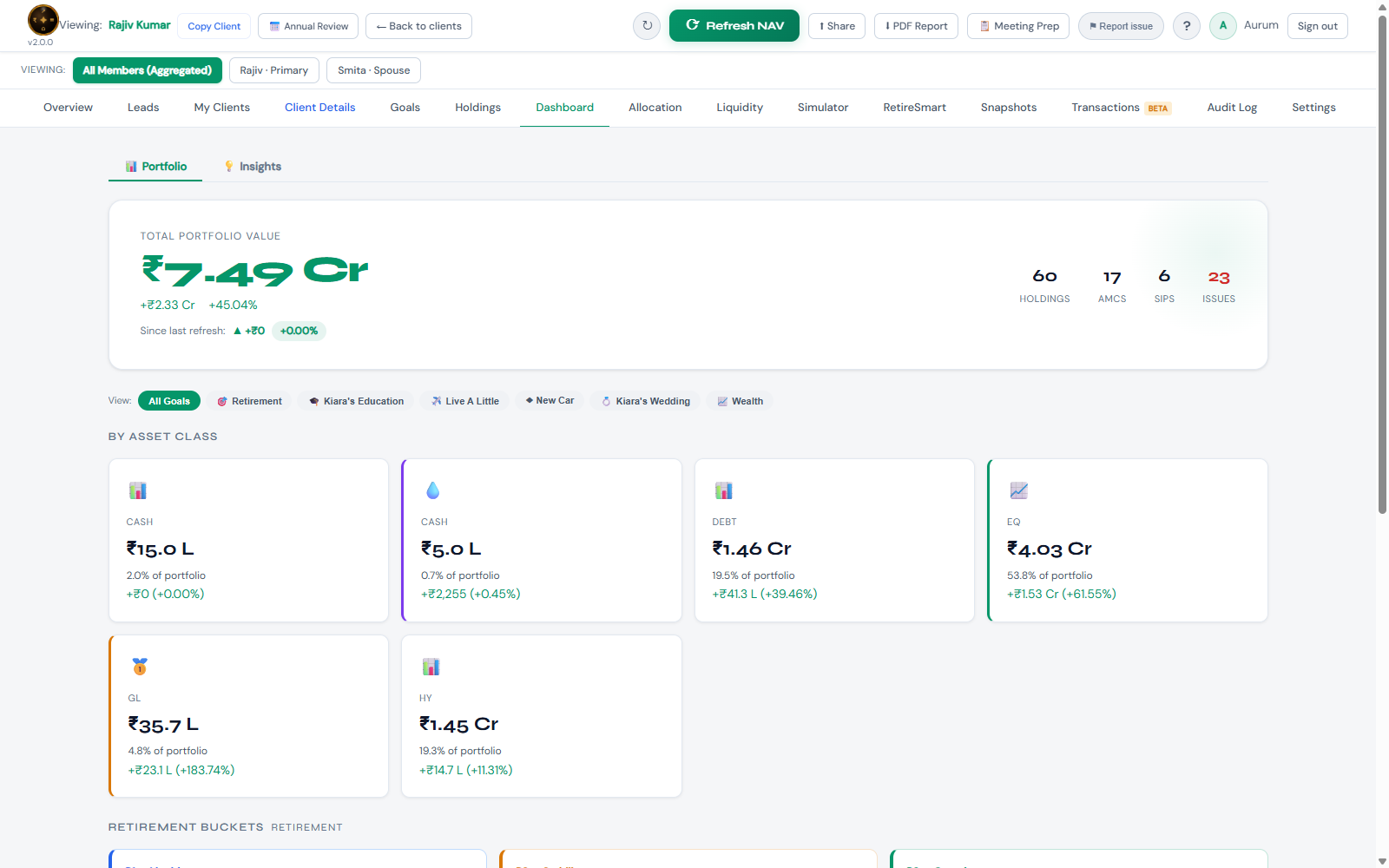 Client dashboard